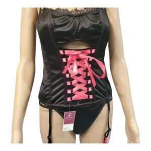 Black with Hot Pink Lace Corset